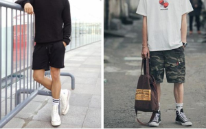 Bộ đôi quần short nam và giày Converse